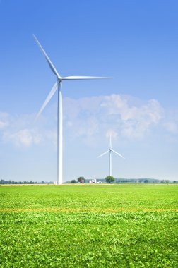 Wind turbine in field clipart