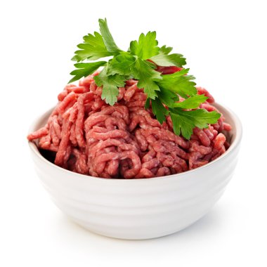 Bowl of raw ground meat clipart