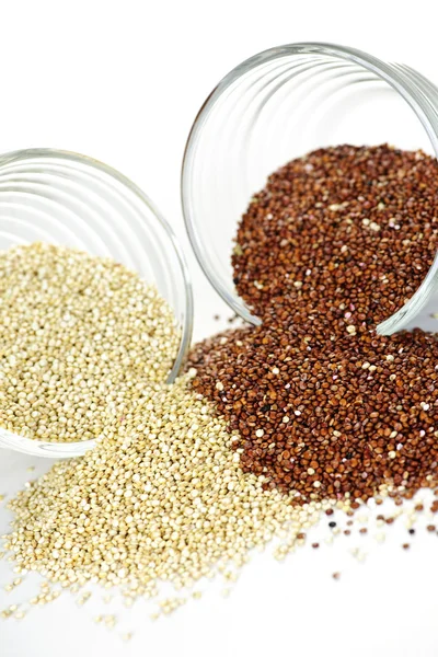 Κόκκινο και λευκό quinoa σιτηρών στα κύπελλα — Φωτογραφία Αρχείου
