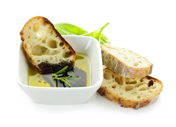 面包橄榄油和醋 — 图库照片