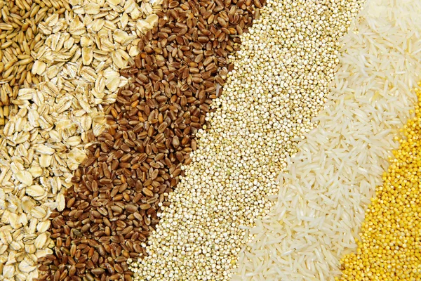 Различные зерна крупным планом — стоковое фото