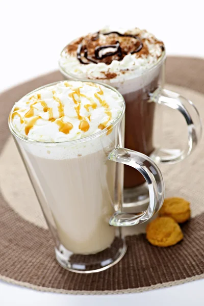 Chocolate quente e bebidas de café — Fotografia de Stock