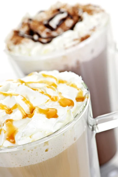 Horká čokoláda a kávové nápoje — Stock fotografie