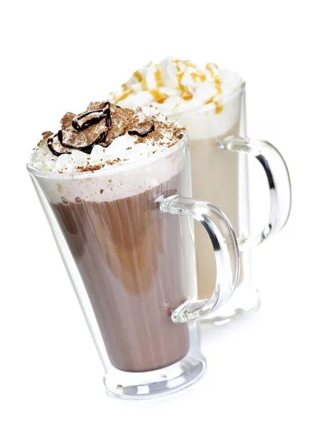 Sıcak çikolata ve kahve içecekler — Stok fotoğraf