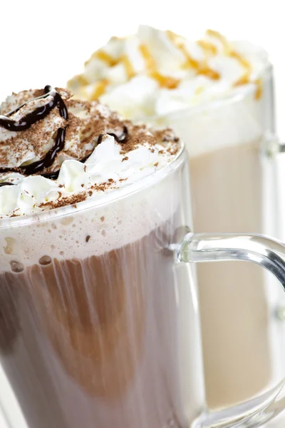 Varm choklad och kaffedrycker — Stockfoto