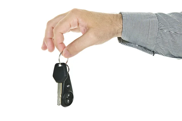 Mão segurando chave do carro — Fotografia de Stock