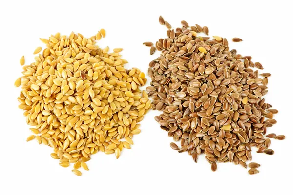 Hnědé a zlaté lněné semínko — Stock fotografie