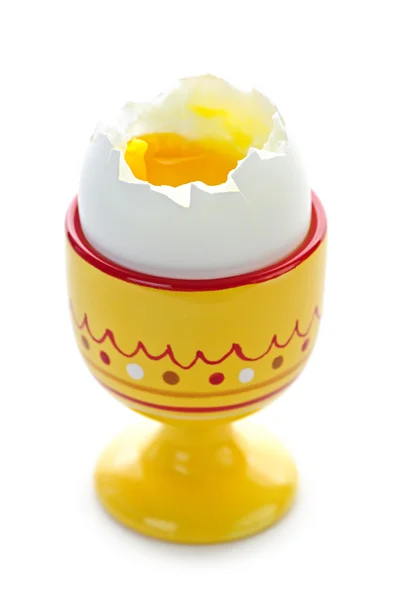 Soft boiled egg in cup — Stock Photo, Image