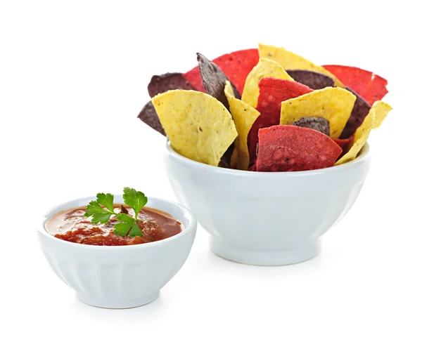 Tortilla Chips und Salsa — Stockfoto