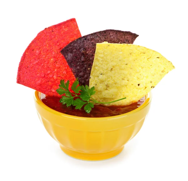 Tortilla Chips und Salsa — Stockfoto