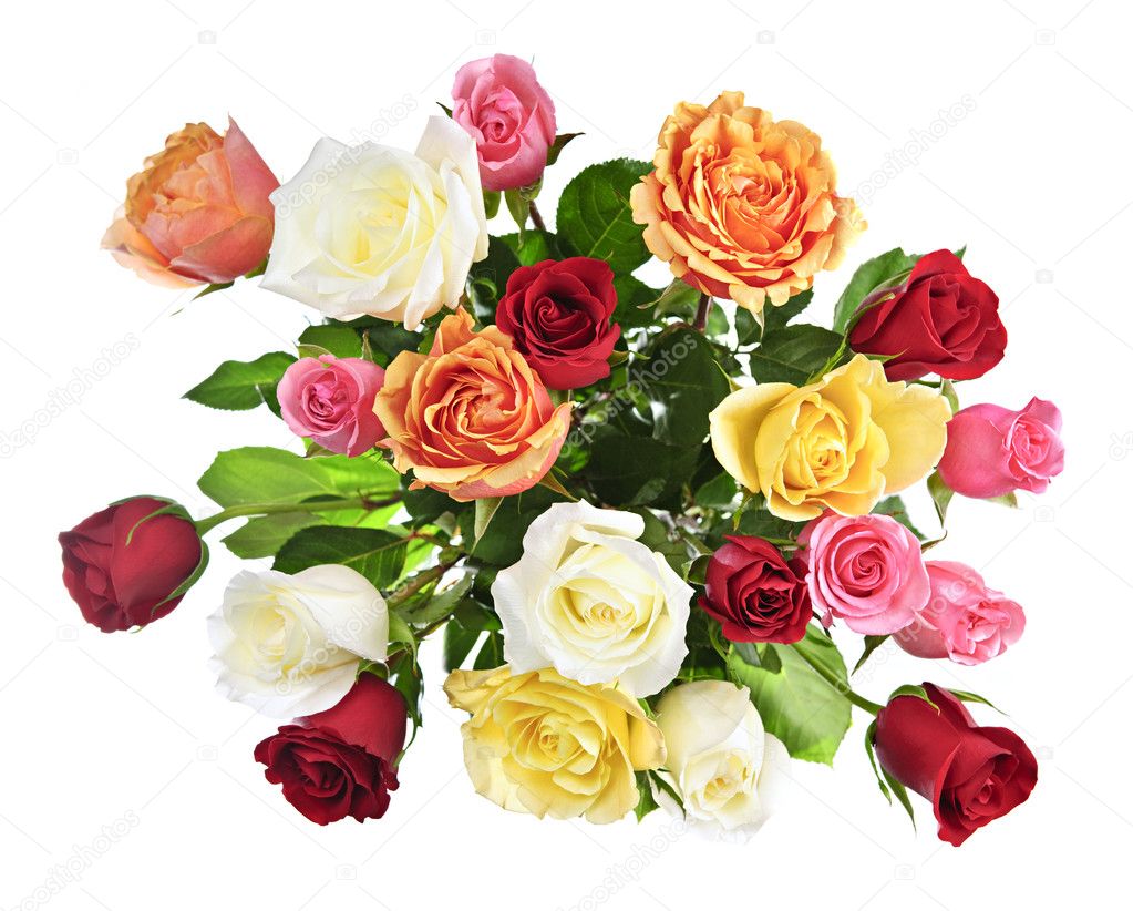 Bouquet of roses from above