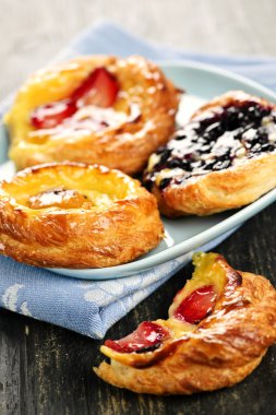 Plate of fruit danishes clipart