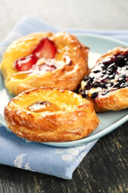 Three fruit danishes clipart