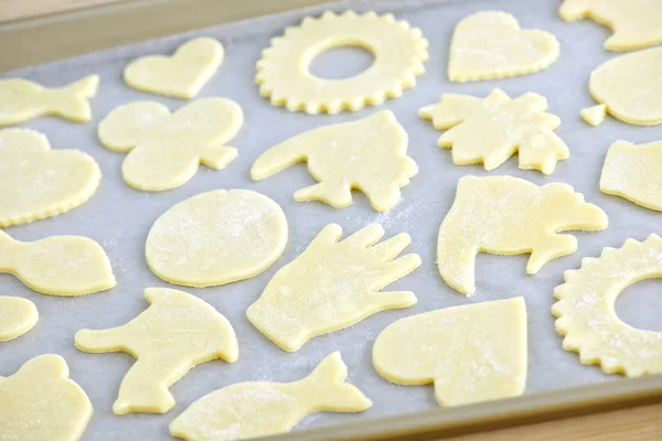 Baking sheet with cookies — Stock Photo, Image