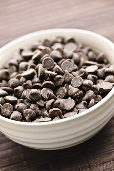 Bowl of chocolate chips — Stock Photo, Image