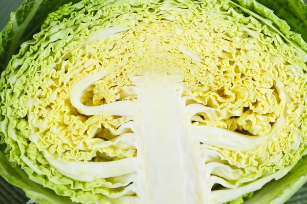 Yarısı closeup lahana kafa dilimlenmiş — Stok fotoğraf