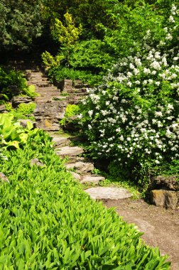 Natural stone garden steps clipart