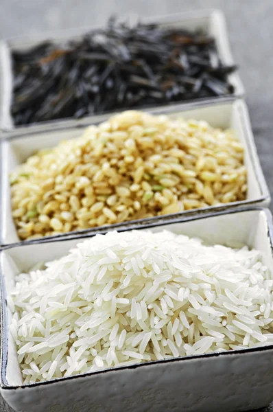 Üç tabak pirinç — Stok fotoğraf