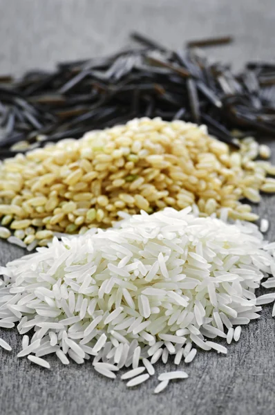 Три груды риса — стоковое фото