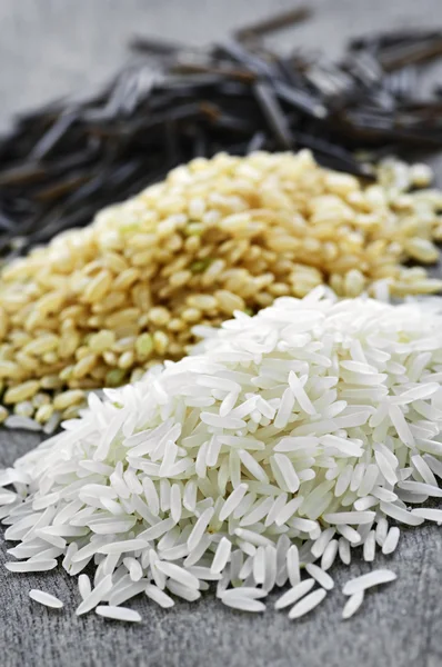 Tres montones de arroz — Foto de Stock