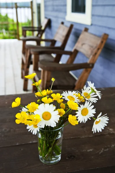 Wildflowers bouquet at cottage — Stock Photo, Image
