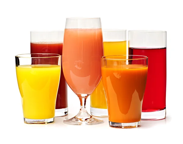 Glasses of various juices — Stock Photo, Image