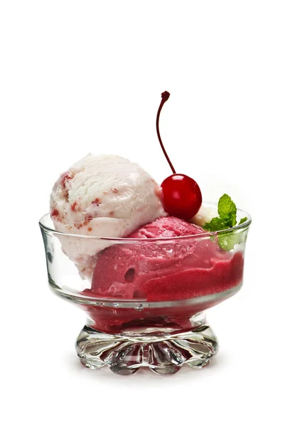 Fruit ice cream with cherry — Stock Photo © spaxiax #3399491