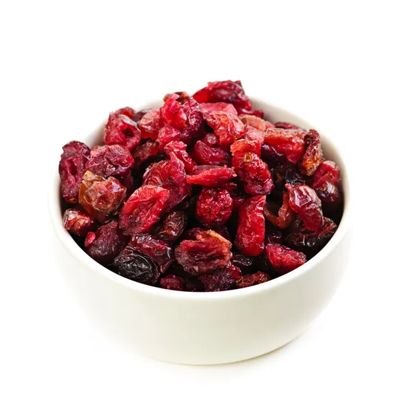 Bowl of dried cranberries — Stock Photo, Image