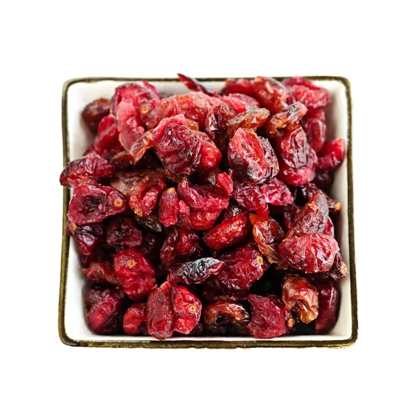 Bowl of dried cranberries — Stock Photo, Image