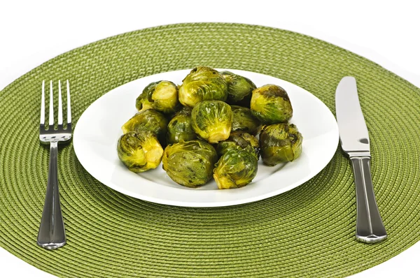 Plate of brussels sprouts — Stock Photo, Image