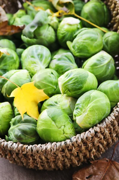 Basket of brussels sprouts — Stock Photo, Image