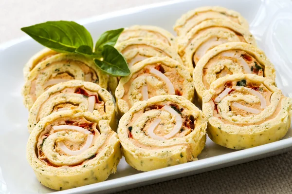 Mini sandwich spiral roll appetizers — Stock Photo, Image
