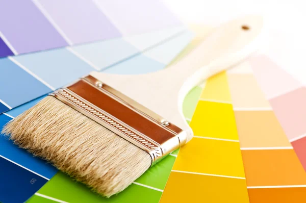 Paint brush with color cards — Stock Photo, Image