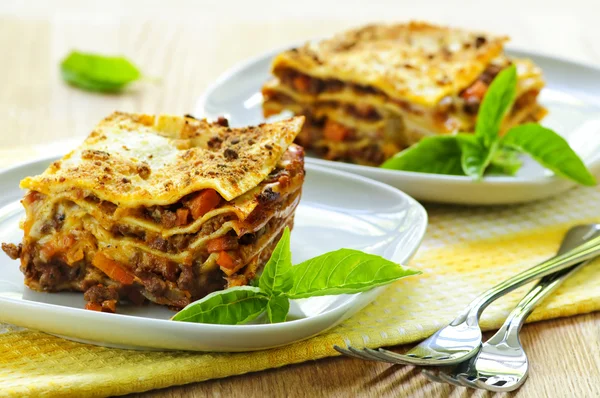 Plates of lasagna — Stock Photo, Image