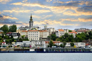 Belgrade cityscape on Danube clipart