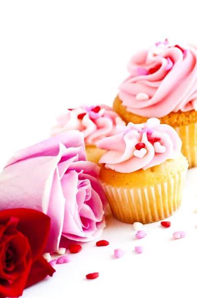 Cupcake e fiori — Foto Stock