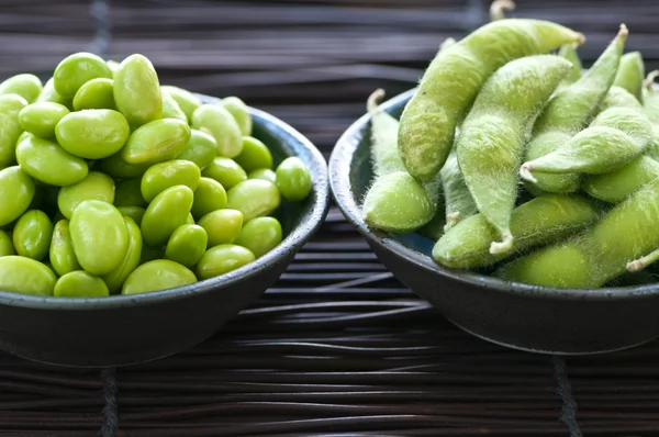 Soy beans in bowls — Stock Photo, Image