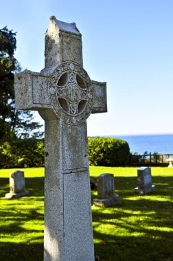 Graveyard with celtic cross clipart