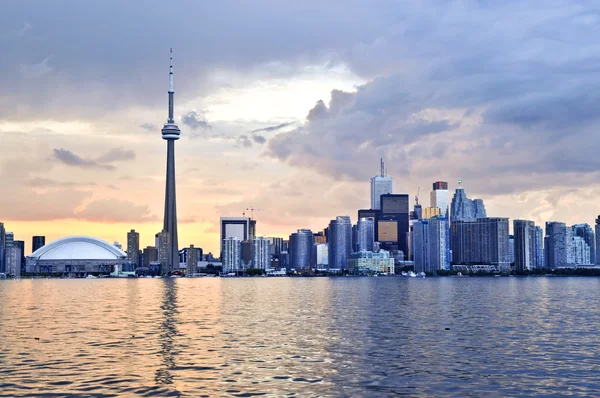 Utsikten Toronto City Waterfront Skyline Vid Solnedgången — Stockfoto