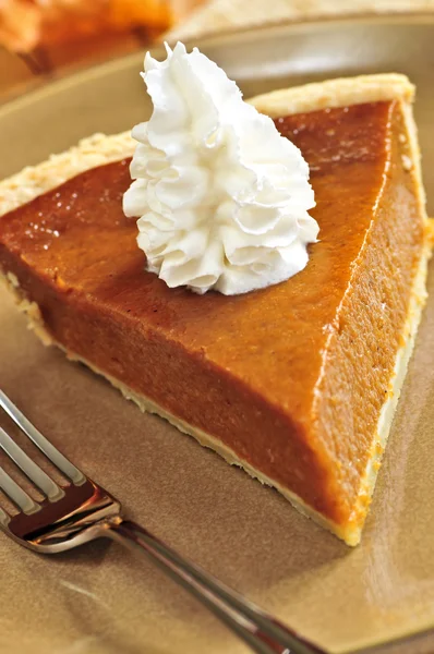 Slice Pumpkin Pie Fresh Whipped Cream — Stock Photo, Image