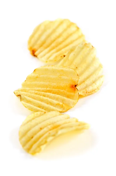 Несколько Картофельных Чипсов Белом Фоне — стоковое фото