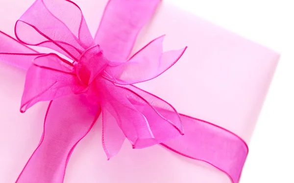 Luxe Geschenketui Verpakt Roze Papier Met Lint Boog — Stockfoto