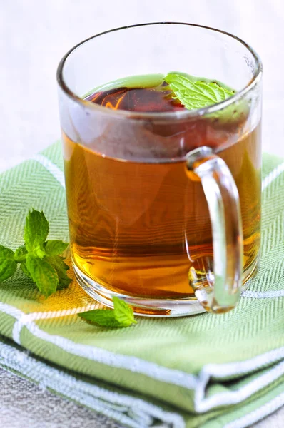 Cup Fresh Herbal Mint Tea Peppermint Leaves — Stock Photo, Image