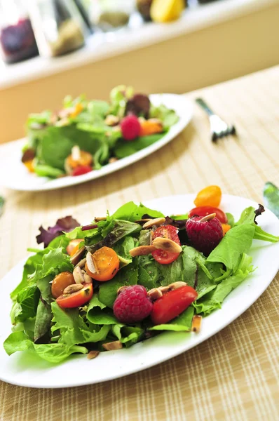 Gesunder Grüner Salat Mit Beeren Und Kirschtomaten — Stockfoto