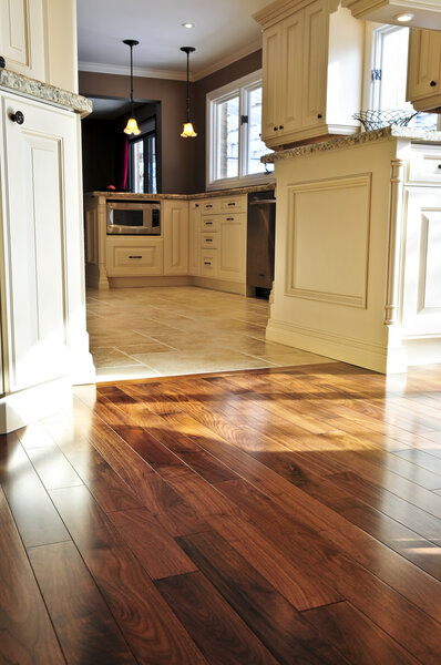 Hardwood and tile floor