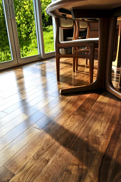 Hardwood Walnut Floor Residential Home Dining Room — Stock Photo, Image