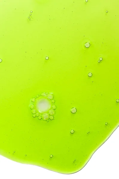 抽象绿色凝胶液体背景与泡沫 — 图库照片