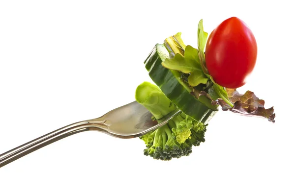 Fresh vegetables on a fork — Stock Photo, Image