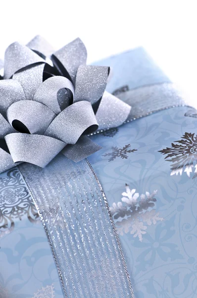 Verpakt Doos Van Gift Van Kerstmis Close Witte Achtergrond — Stockfoto