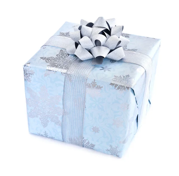 Caixa Presente Natal Embrulhado Isolado Fundo Branco — Fotografia de Stock
